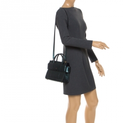 Pre Owned Givenchy Green Metallic Python Mini Horizon Crossbody Bag