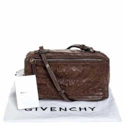 Pre Owned Givenchy Brown Leather Mini Pandora Sugar Crossbody Bag