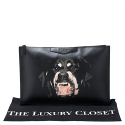 Pre Owned Givenchy Black Coated Canvas Rottweiler Face Clutch