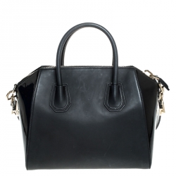 Pre Owned Givenchy Black Matte/Patent Leather Small Antigona Satchel