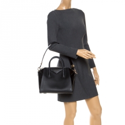 Pre Owned Givenchy Black Matte/Patent Leather Small Antigona Satchel