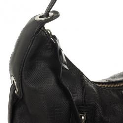 Pre Owned Givenchy Black Monogram Embossed Leather Hobo