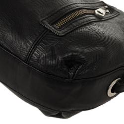 Pre Owned Givenchy Black Monogram Embossed Leather Hobo