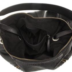 Pre Owned Givenchy Black Monogram Embossed Leather Hobo