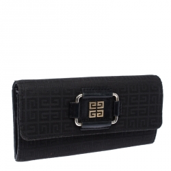 Pre Owned محفظة جيفنشي كانفاس أسود بالشعار بإبزيم