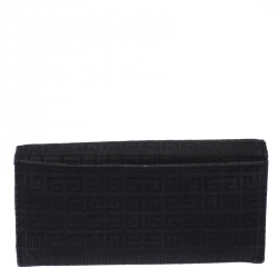 Pre Owned محفظة جيفنشي كانفاس أسود بالشعار بإبزيم