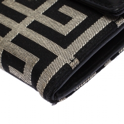 Givenchy Black/White Signature Leather and Canvas Flap Continental Wallet