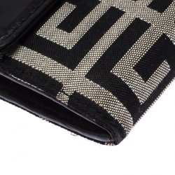 Givenchy Black/White Signature Leather and Canvas Flap Continental Wallet
