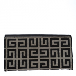 Givenchy Black/White Signature Leather and Canvas Flap Continental Wallet