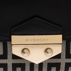 Givenchy Black/White Signature Leather and Canvas Flap Continental Wallet