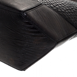 Pre Owned Givenchy Black Croc Embossed Leather Easy Tote