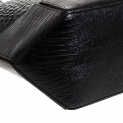 Pre Owned Givenchy Black Croc Embossed Leather Easy Tote