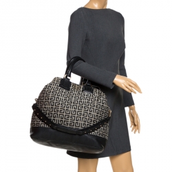 Pre Owned Givenchy Grey/Black Monogram Canvas and Leather Tote