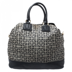 Pre Owned Givenchy Grey/Black Monogram Canvas and Leather Tote
