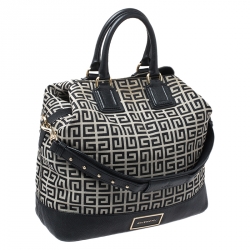 Pre Owned Givenchy Grey/Black Monogram Canvas and Leather Tote