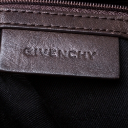 Pre Owned حقيبة يد جيفنشي جلد وكانفاس مقوي مونوغرامية بنية / سوداء