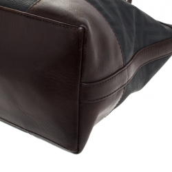 Pre Owned حقيبة يد جيفنشي جلد وكانفاس مقوي مونوغرامية بنية / سوداء