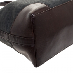 Pre Owned حقيبة يد جيفنشي جلد وكانفاس مقوي مونوغرامية بنية / سوداء