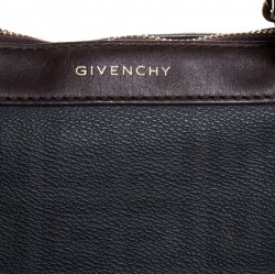 Pre Owned حقيبة يد جيفنشي جلد وكانفاس مقوي مونوغرامية بنية / سوداء