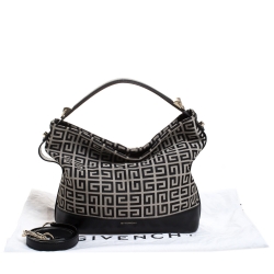 Pre Owned Givenchy Black/Grey Monogram Canvas and Leather Hobo