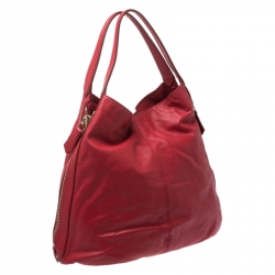 Pre Owned حقيبة يد جيفنشي سحاب جانبي جلد حمراء