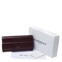 Pre Owned Givenchy Burgundy Leather Horizon Continental Wallet