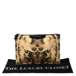 Pre Owned Givenchy Yellow/Black Flame Print Antigona Zip Pouch 