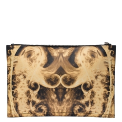Pre Owned Givenchy Yellow/Black Flame Print Antigona Zip Pouch 