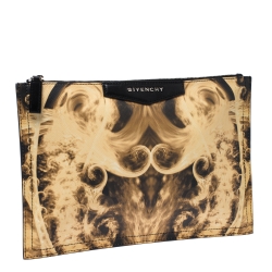 Pre Owned Givenchy Yellow/Black Flame Print Antigona Zip Pouch 