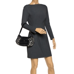 مملوكة مسبقًا Givenchy Black/Grey Signature Canvas and Leather Shoulder Bag