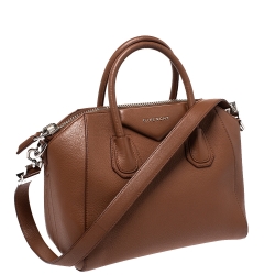 Pre Owned Givenchy Brown Leather Small Antigona Satchel
