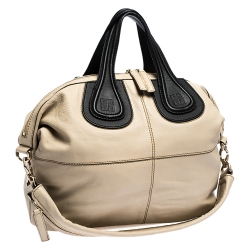 Pre Owned Givenchy Beige/Black Leather Medium Nightingale Satchel