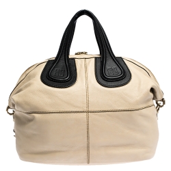 Pre Owned Givenchy Beige/Black Leather Medium Nightingale Satchel