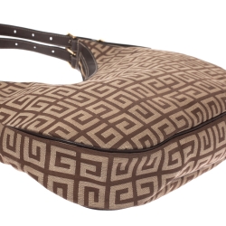 Pre Owned Givenchy Beige/Brown Monogram Canvas and Leather Hobo