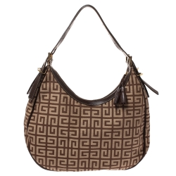 Pre Owned Givenchy Beige/Brown Monogram Canvas and Leather Hobo