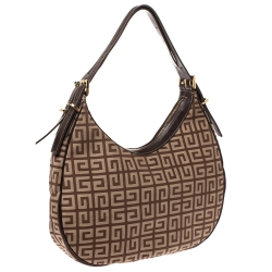 Pre Owned Givenchy Beige/Brown Monogram Canvas and Leather Hobo