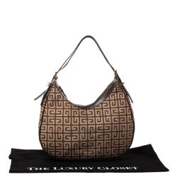 Pre Owned Givenchy Beige/Brown Monogram Canvas and Leather Hobo