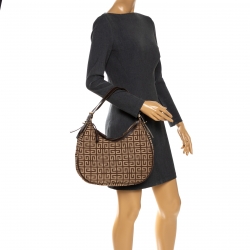 Pre Owned Givenchy Beige/Brown Monogram Canvas and Leather Hobo