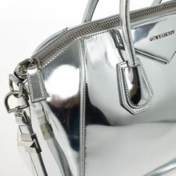 Pre Owned Givenchy Silver Leather Antigona Tote