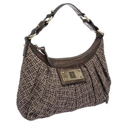 Pre Owned Givenchy Brown Monogram Canvas and Leather Baguette Bag