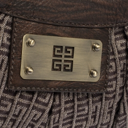 Pre Owned Givenchy Brown Monogram Canvas and Leather Baguette Bag