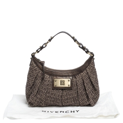 Pre Owned Givenchy Brown Monogram Canvas and Leather Baguette Bag