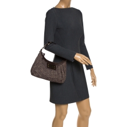 Pre Owned Givenchy Brown Monogram Canvas and Leather Baguette Bag