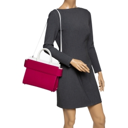 Pre Owned Givenchy Fuchsia/White Leather Horizon Tote