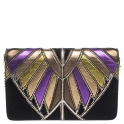 Pre Owned حقيبة كلتش جيفنشي سويدي وجلد متعددة الألوان