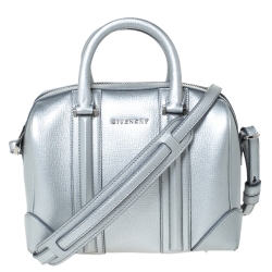 Givenchy Silver Leather Mini Lucrezia Duffel Bag