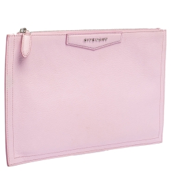 Pre Owned Givenchy Baby Pink Leather Antigona Zip Clutch