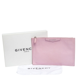 Pre Owned Givenchy Baby Pink Leather Antigona Zip Clutch
