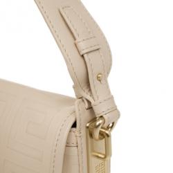 Pre Owned Givenchy Pink Logo Embossed Leather Shoulder Bag