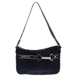 Pre Owned Givenchy Black Monogram Nylon Buckle Clutch Bag